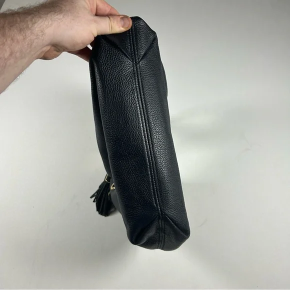 MICHAEL KORS Black Camden Drawstring Pebble Leather Tassel Shoulder Bag Purse - Picture 5 of 10